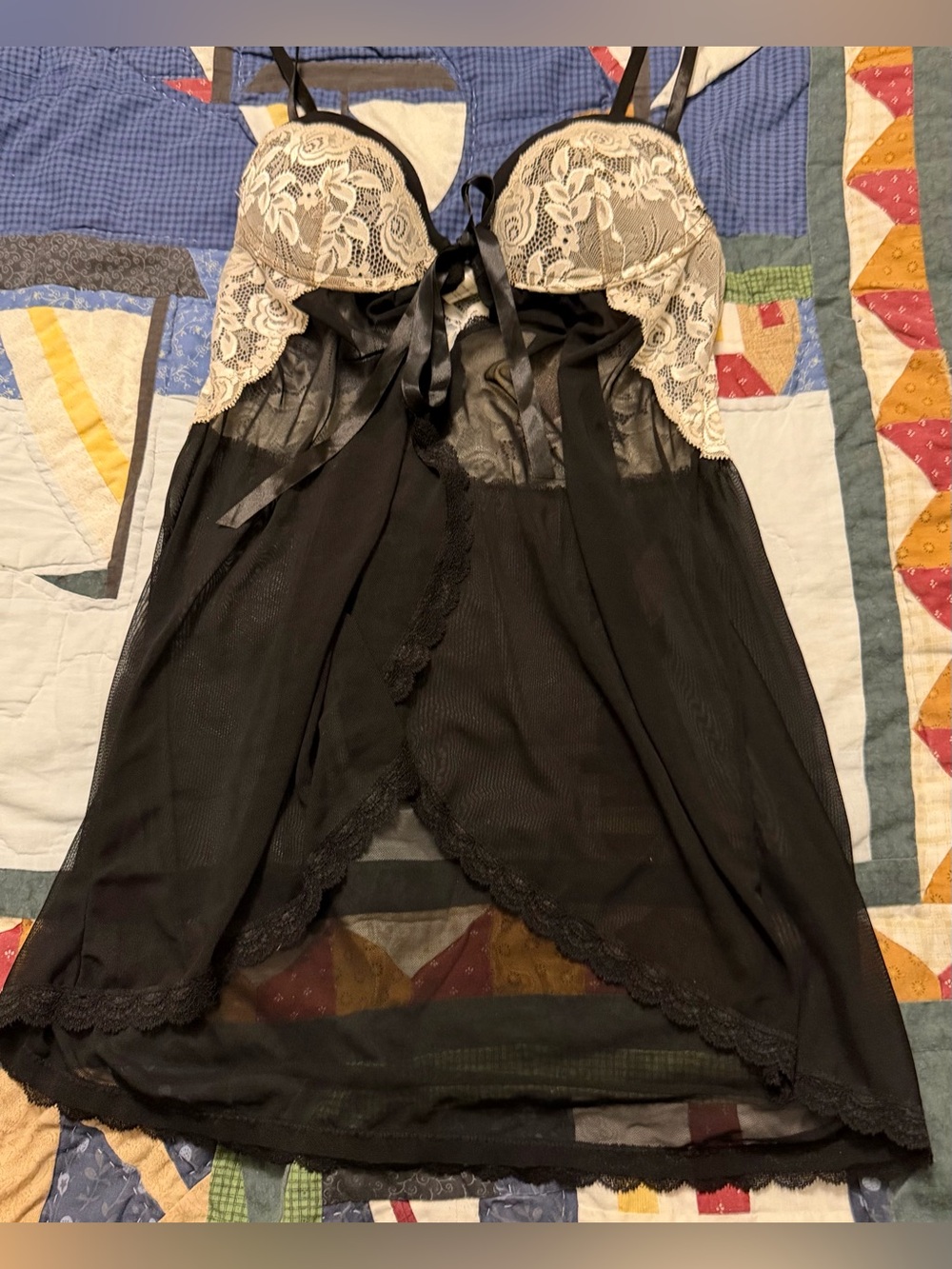 Jessica Simpson Black Mesh Babydoll Lingerie